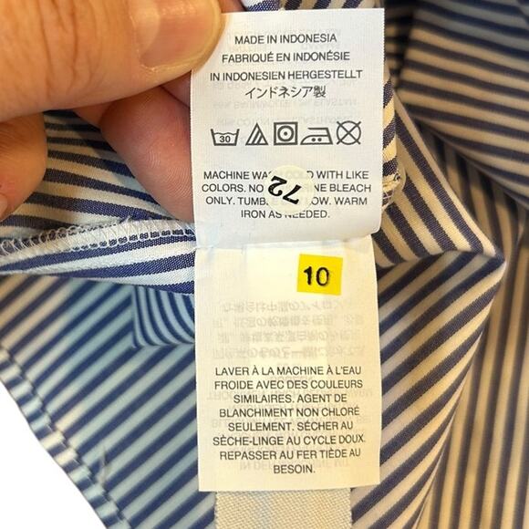 NWT J. Crew Blue White Business Stripe Cotton Wrap Blouse Office Women's Size 12 - Picture 11 of 12